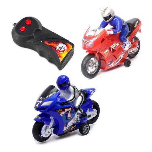 Moto De Corrida Esporte Controle Remoto Infantil 360 Grau Cor Azul